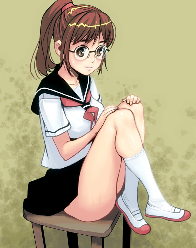 Schoolgirl glasses pegging tattoo