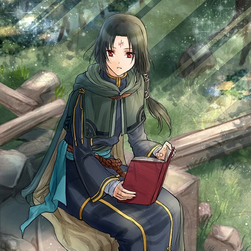 1boy amase204o_o book commentary_request dated_commentary facial_mark fire_emblem fire_emblem:_path_of_radiance forehead_mark holding holding_book light_rays long_hair male_focus nintendo red_eyes sitting solo soren_(fire_emblem) sunbeam sunlight