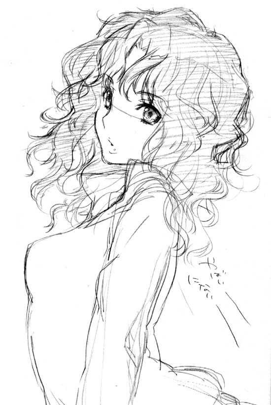 Anime curly messy sexy