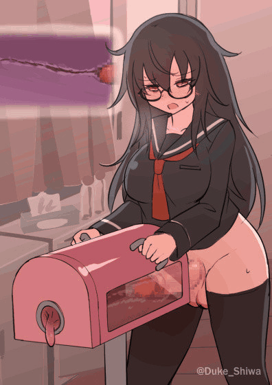 1futa animated animated_gif artist_name bar_censor black_hair black_serafuku black_thighhighs blush bottomless breeding_mount brown_eyes censored cum ejaculation futanari futanari_masturbation glasses internal_cumshot long_hair masturbation mosaic_censoring open_mouth orgasm original precum precum_string school_uniform serafuku sex_toy shiwa_kou solo standing sweat testicles thighhighs