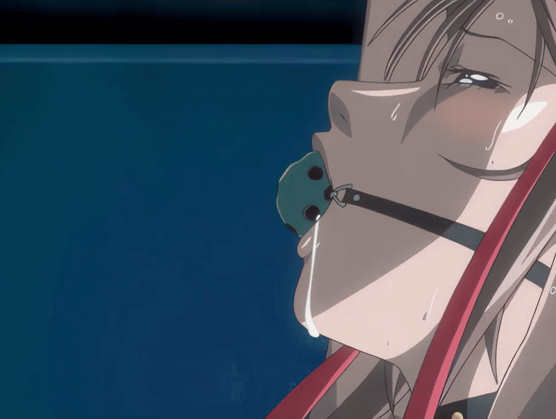 00s 1futa 1girl 2006 animated animated_gif ball_gag bdsm bible_black bible_black_new_testament blush bondage bound brown_hair cloak drooling forced futa_with_female futanari gag gagged hair_ribbon harness heavy_breathing imari_kurumi implied_futanari implied_sex kiss long_hair looking_at_another mature_female one-piece_tan ponytail ribbon saliva shin_bible_black shiny_skin slave suspension sweat tagme tan tanline toudou_yuki twintails