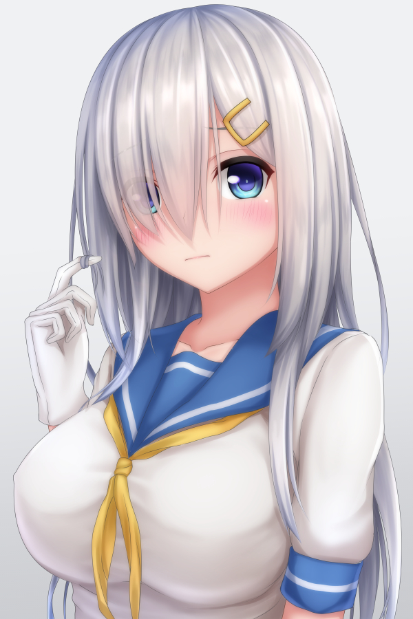 Anime girl with silver hair and blue eyes