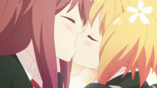 Anime yuri kiss gif