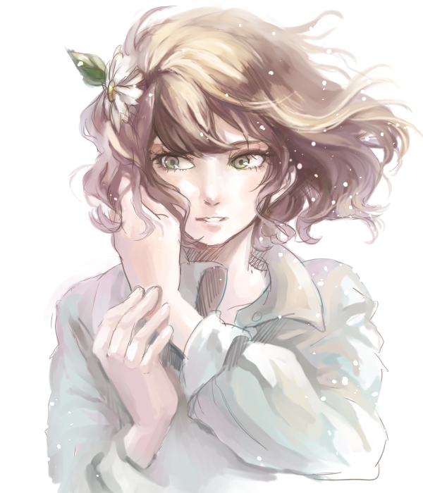 Anime girl with short curly brown hair