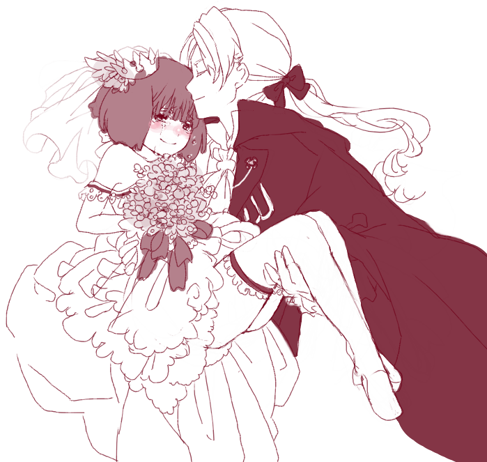 Anime guy carrying girl bridal style