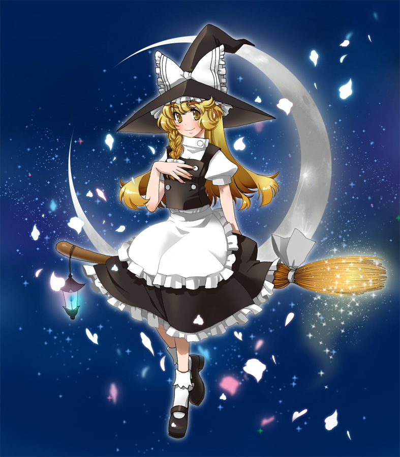 Anime witch on broom