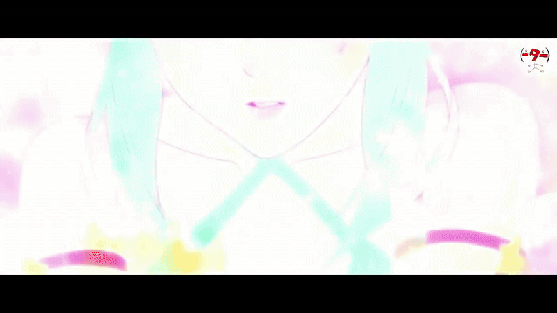 1girl animated animated_gif blue_hair blush breasts collarbone elbow_gloves female_masturbation girl_(anime_expo) gloves implied_masturbation kami-sama_(girl) masturbation moaning navel nightgown panties ribbon solo thighhighs underwear