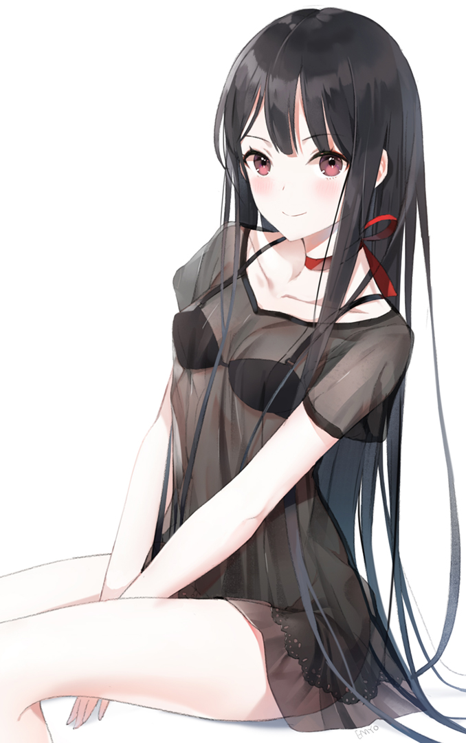 Anime girl with straight black hair
