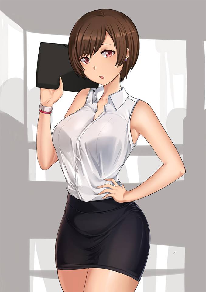 Anime lingerie secretary cute