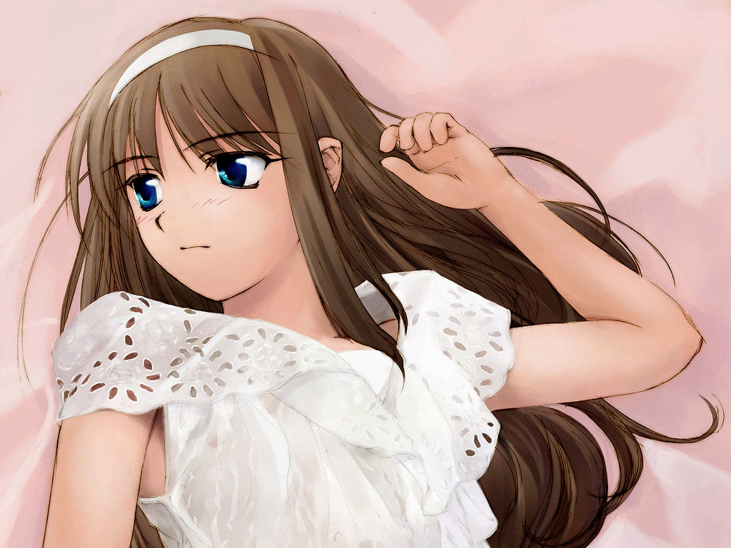 Anime girls with long brown hair