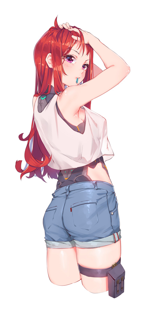 Long hair shorts anime curvy