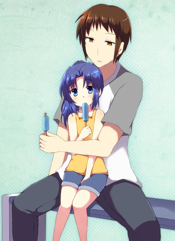 Anime girl sitting on lap