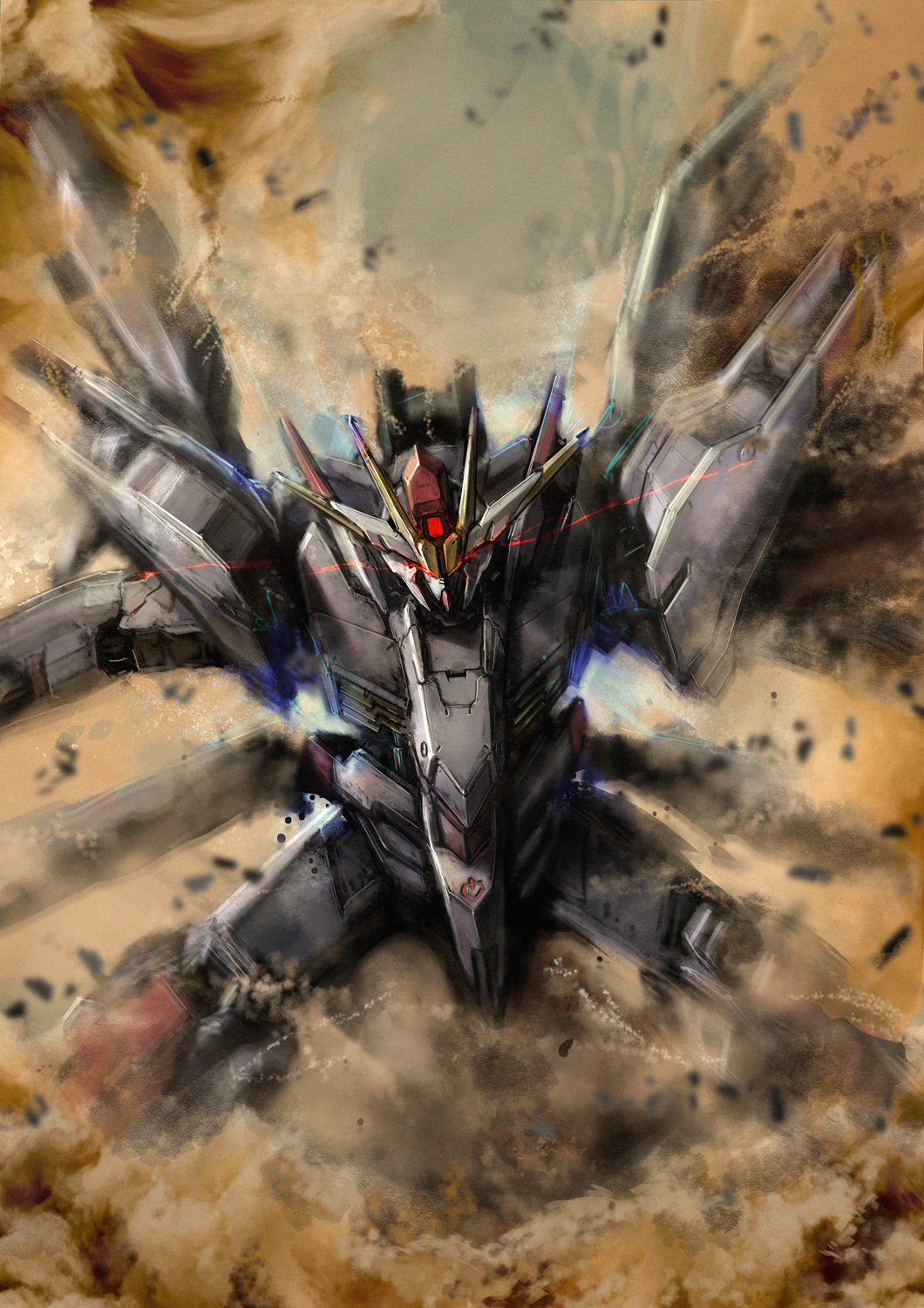 dust gundam gundam_tekketsu_no_orphans highres marchosias mecha mobile_suit_gundam pixiv raa robot sand sunrise