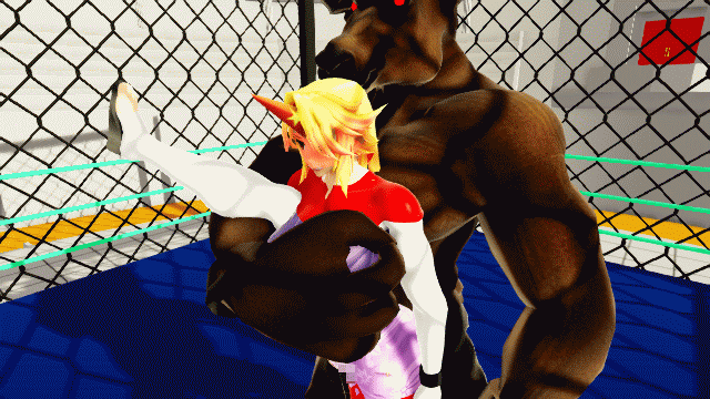 3d ahegao animated animated_gif censored commentary_request fucked_silly groping hoshiguma_yuugi leg_up mars meat_armor mikumikudance mikumikudance_(medium) minotaur mixed-sex_combat mosaic_censoring rape touhou vaginal wrestling_outfit wrestling_ring
