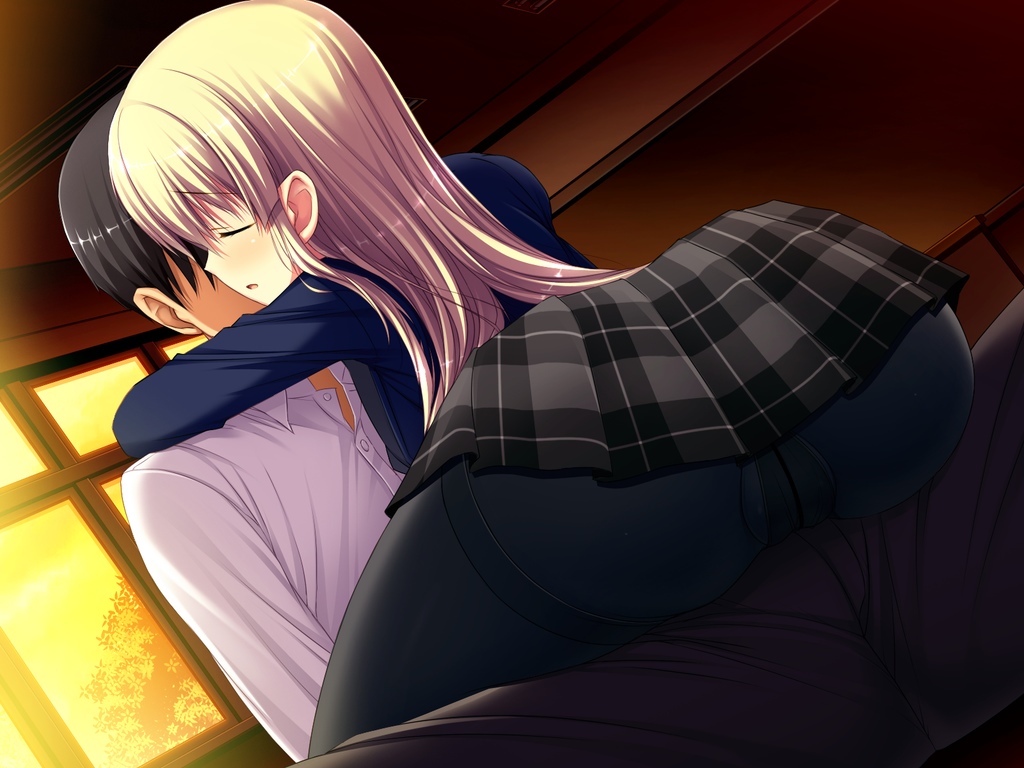 Anime girl sitting on lap