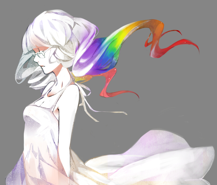 Anime girl multicolored hair