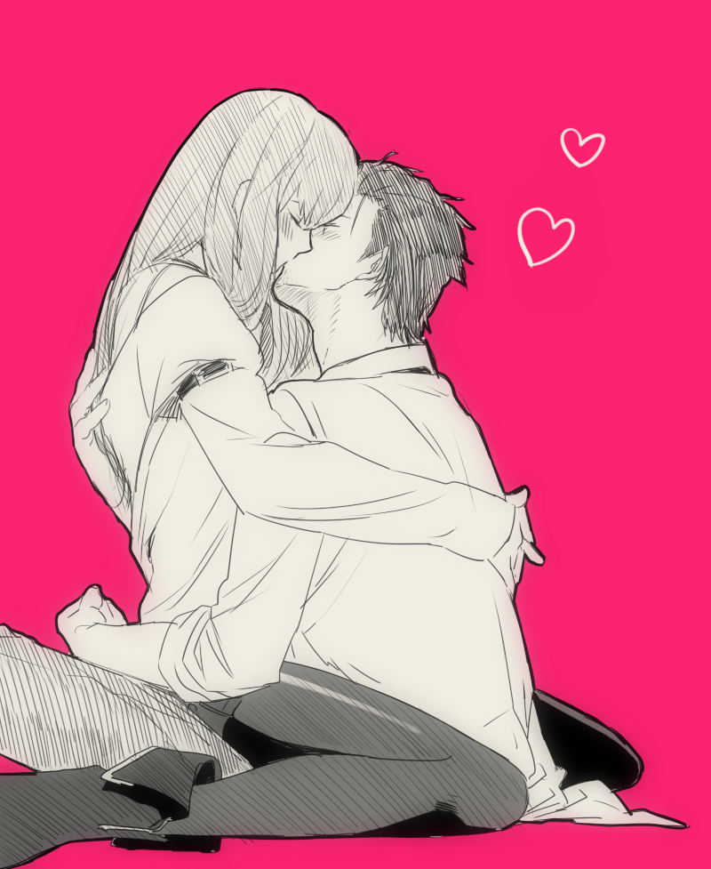 Anime couple sitting on lap