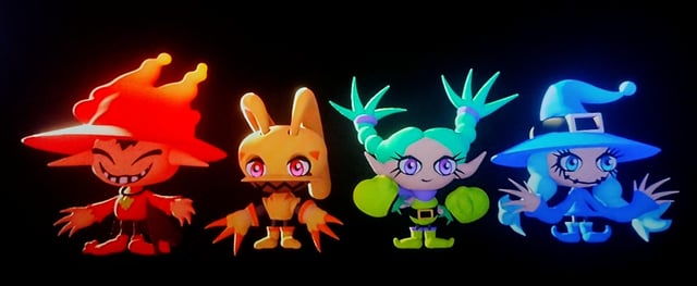 3d aquary baluluna bandai belt black_background digimon earthlin eneruge happy hat jimbox_splatted magical_witches mask simple_background smile witch witch_hat