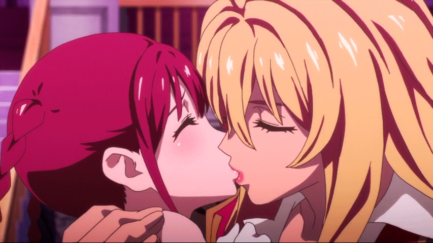 Anime yuri kiss gif