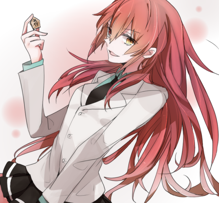Cute anime girl with red hair