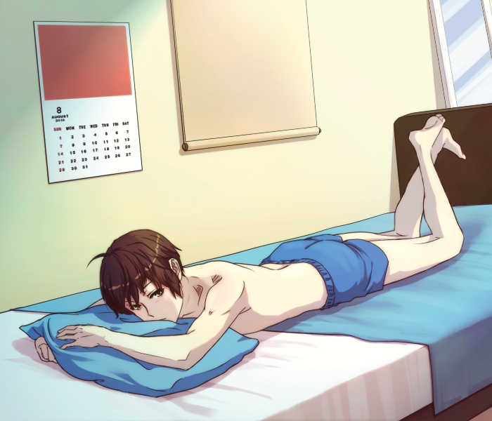Anime boy laying down