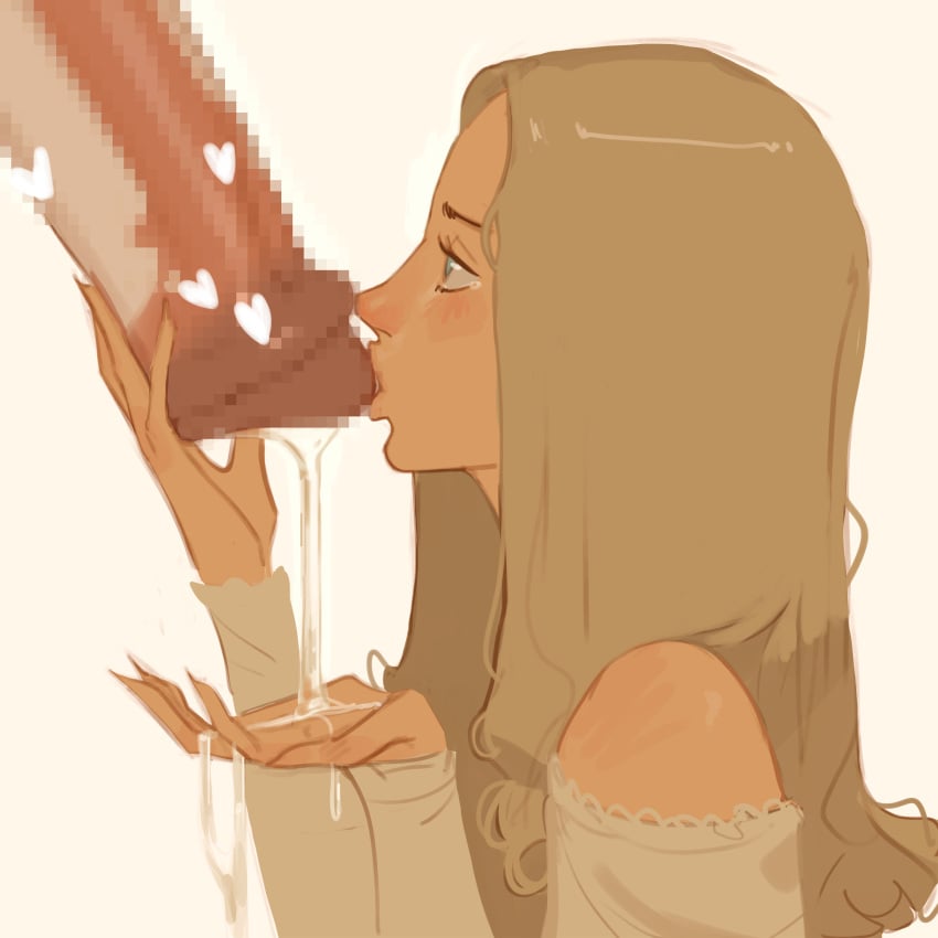 1boy 1girl aged_down animal_penis bestiality blonde_hair blue_eyes blush censored cum cum_on_body cum_on_hands cumdrip cupping_hand dress eowyn expressionless eyelashes fellatio from_side handjob hands_up hetero horse_penis kissing_penis koopidoopi loli long_hair long_sleeves looking_at_penis mosaic_censoring nose off-shoulder_dress off_shoulder oral penis portrait profile solo_focus tears the_lord_of_the_rings tolkien's_legendarium white_dress