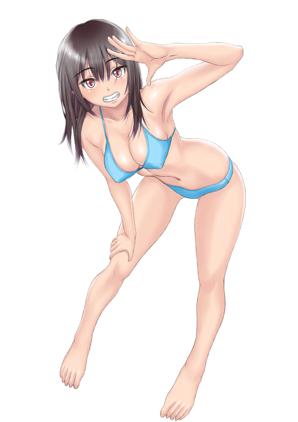 Anime girl leaning forward