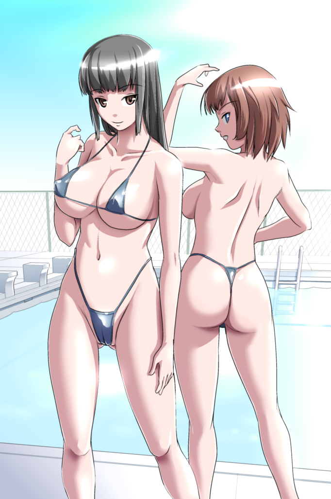 Topless teen girls in thongs anime