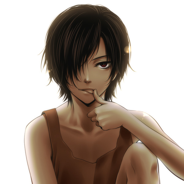 Anime boy with black hair and brown eyes