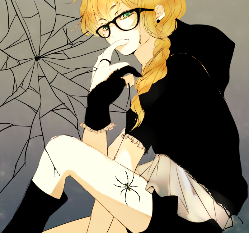 Blonde anime girl with glasses