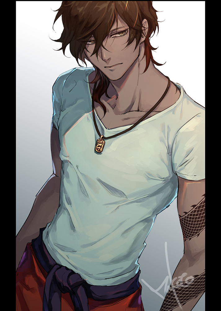 Anime boy dark brown hair