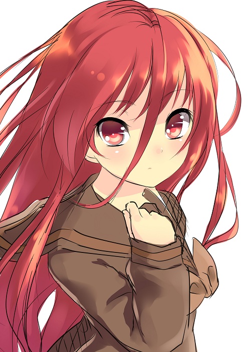 Cute anime girl with red hair