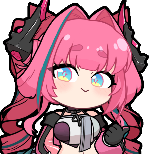 >_o 1girl :q acomu414 animated animated_gif arknights arknights:_endfield black_gloves black_horns blue_eyes blue_hair breasts chibi closed_mouth commentary_request dragon_girl dragon_horns drill_hair gloves hair_intakes horns jacket korean_commentary large_breasts midriff multicolored_hair multicolored_horns navel one_eye_closed pink_gloves pink_hair pink_horns pink_jacket simple_background solo streaked_hair thick_eyebrows thumbs_up tongue tongue_out transparent_background twin_drills twintails two-sided_gloves two-tone_hair two-tone_horns upper_body yvonne_(arknights)