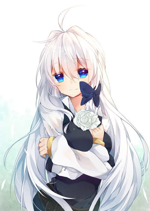 Anime girls with white hair and blue eyes