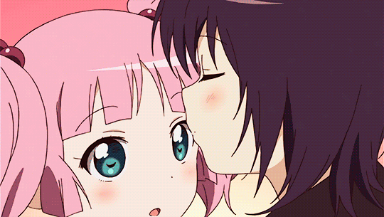 Anime yuri kiss gif