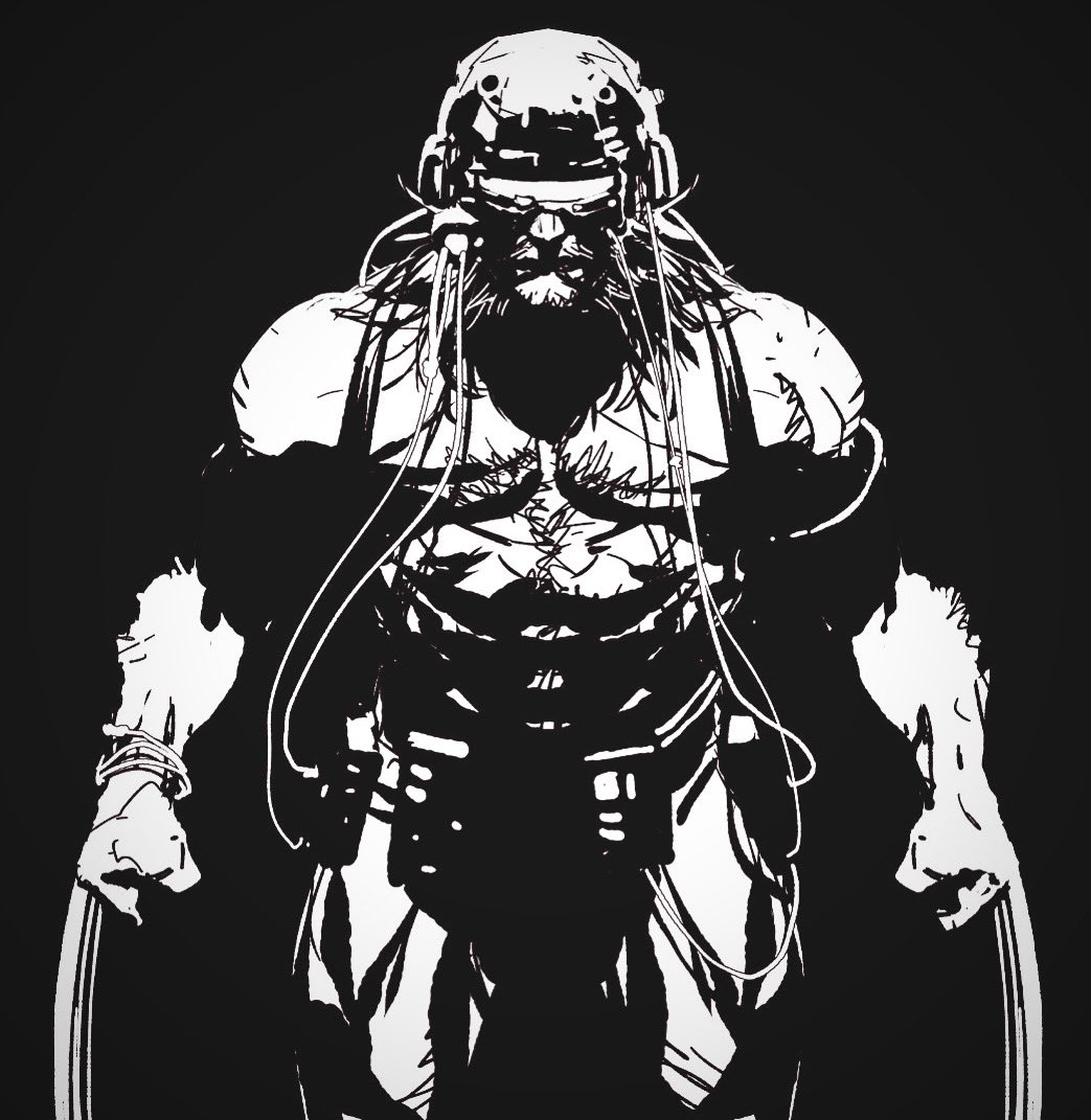 1boy bracelet cable chest_hair claw_(weapon) clenched_hands commentary cowboy_shot dark english_commentary facial_hair helmet jewelry leinil_yu looking_at_viewer male_focus marvel medium_hair monochrome muscular muscular_male pants solo topless_male weapon wolverine_(weapon_x)_(x-men) wolverine_(x-men) x-men