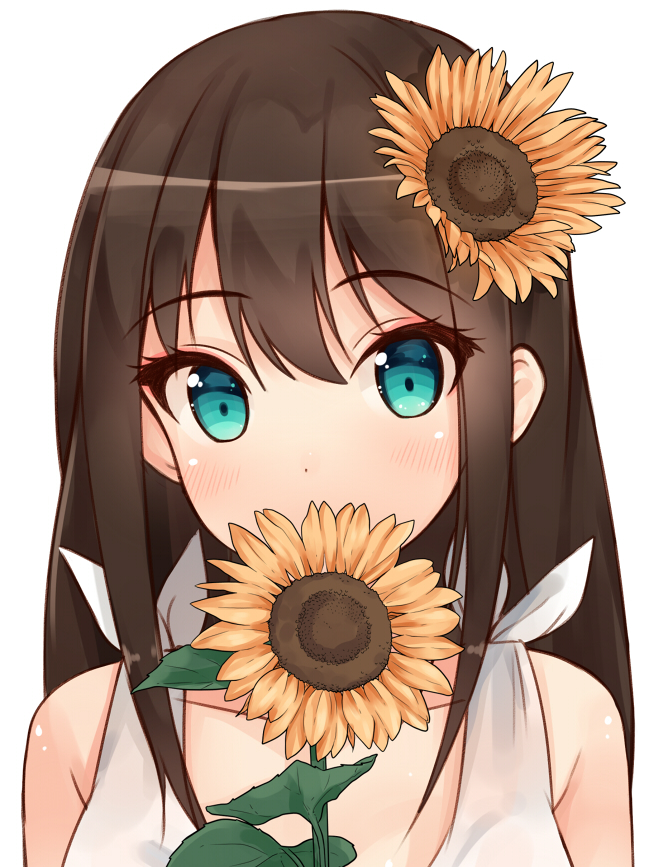 Anime girl with long brown hair and hazel eyes