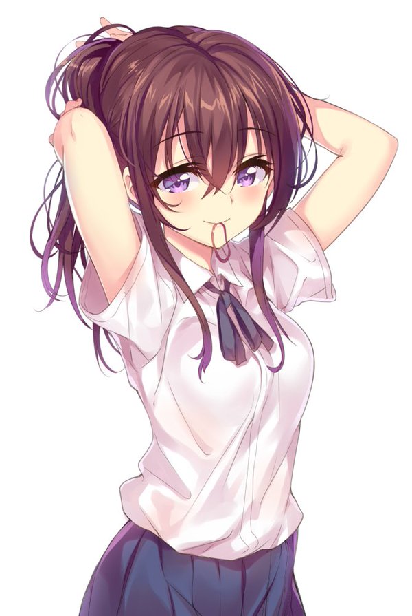 Young anime girl with brown hair