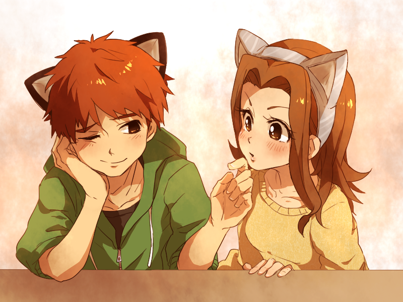 Anime cat boy and girl