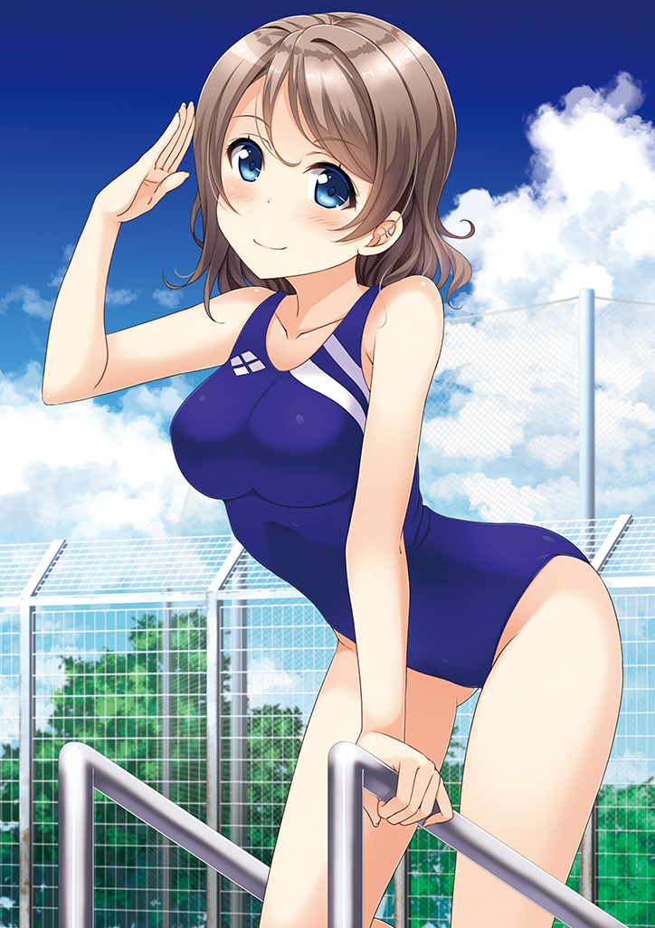 Anime girl leaning forward