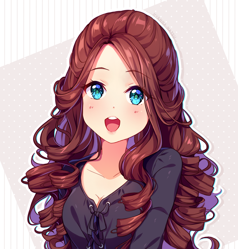 Anime girl with short curly brown hair