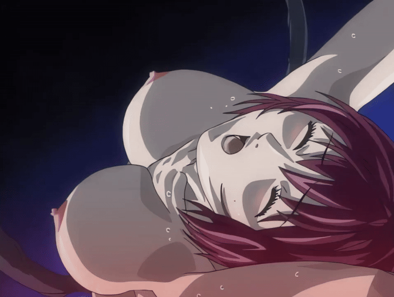 00s 1girl 2002 abs animated animated_gif bible_black bible_black_gaiden blush breasts cloak closed_eyes demon demon_boy fangs hood hoodie implied_rape implied_sex large_breasts long_hair nipples open_mouth red_hair robe smile sweat tagme takashiro_hiroko tentacles yellow_eyes