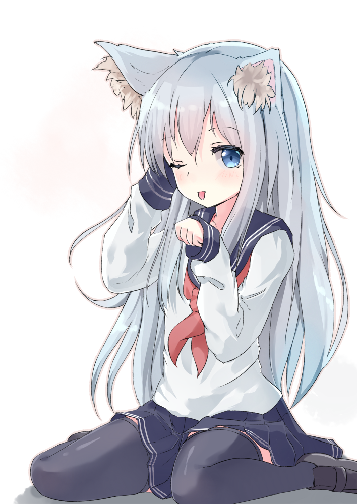 Anime neko girl crying