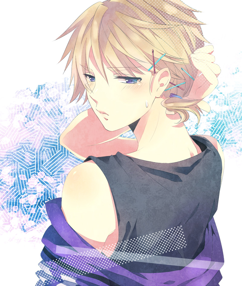 Anime male blonde hair blue eyes