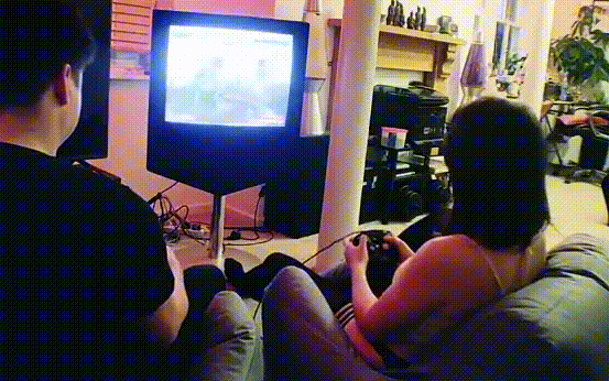 1boy 1girl all_fours animated animated_gif bare_arms bare_shoulders black_panties black_thighhighs clothed_sex clothing_aside defeat doggystyle hetero indoors instant_loss lava_lamp no_shoes panties panties_aside photo_(medium) playing_games real_life sex sex_from_behind sex_slave sitting tagme tank_top tekken thighhighs thong underwear video_game