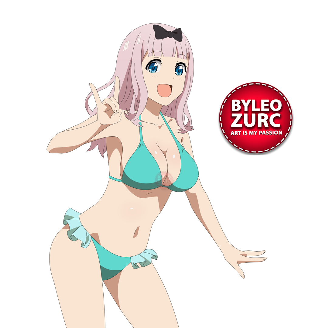 1girl blue_eyes bra breasts fujiwara_chika kaguya-sama_wa_kokurasetai_~tensai-tachi_no_renai_zunousen~ leozurcxxx long_hair open_mouth panties pink_hair solo swimsuit underwear