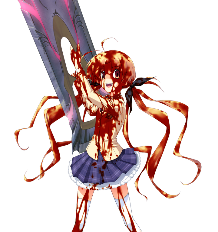1girl antenna_hair arms_up black_bow blazer blonde_hair blood blood_in_hair blood_on_clothes blood_on_face blood_on_hands blood_on_leg blood_splatter bow bowtie breasts brown_eyes brown_jacket chaos;head collared_shirt crazy_eyes crazy_smile d-sword dress_shirt frown game_cg glowing glowing_sword glowing_weapon hair_bow hands_up holding holding_sword holding_weapon huge_weapon imminent_attack jacket looking_at_viewer matsuo_yukihiro miniskirt non-web_source official_art open_mouth orihara_kozue petticoat plaid_bow plaid_bowtie plaid_clothes plaid_skirt purple_bow purple_bowtie school_uniform science_adventure shirt skirt small_breasts smile solo sprite suimei_academy_school_uniform sword thighhighs transparent_background twintails weapon white_shirt white_thighhighs winter_uniform zettai_ryouiki