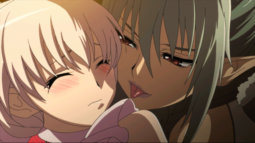 Anime yuri kiss gif