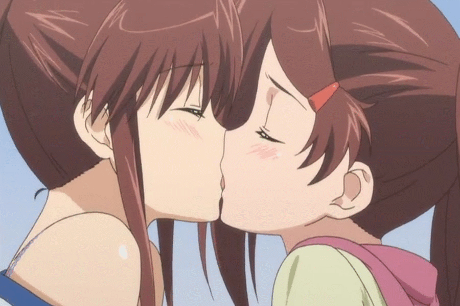 Anime yuri kiss gif