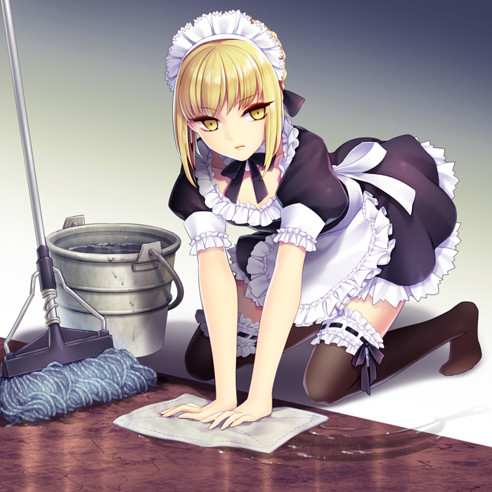 Skinny maid short hair vibrator
